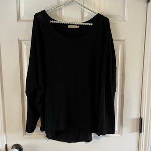 Nendu Ladies Black Oversized Round Neck Long Sleeve Batwing Knit Top Size M